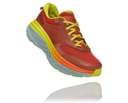 Hoka One One Dame/Herre Nøytrale Bondi Lær Road Løpesko Auburn/Chili Norge-85XMV